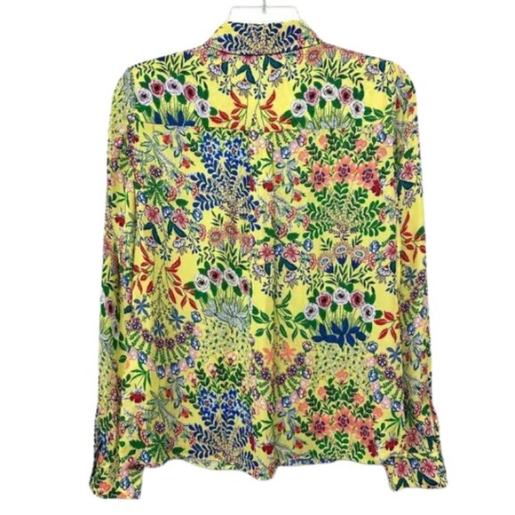 Alice + Olivia Willa Wildflower Daffodil Print Shirt Blouse Floral Yellow - Picture 2 of 4